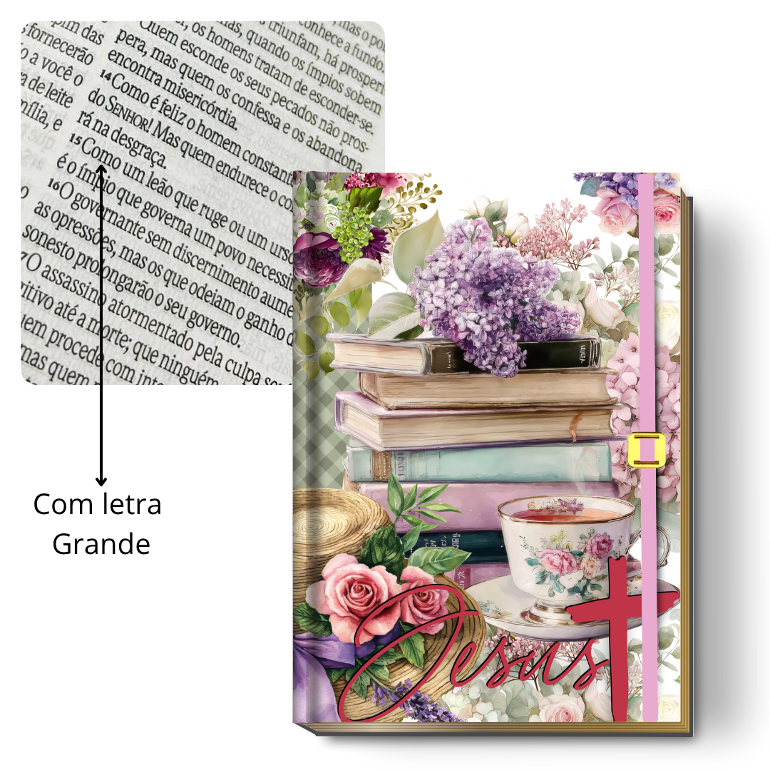 Bíblia Sagrada Letra Grande (NVI ou Católica) Personalizada | Capa "Café com Jesus" + Brinde | PERFUMADA