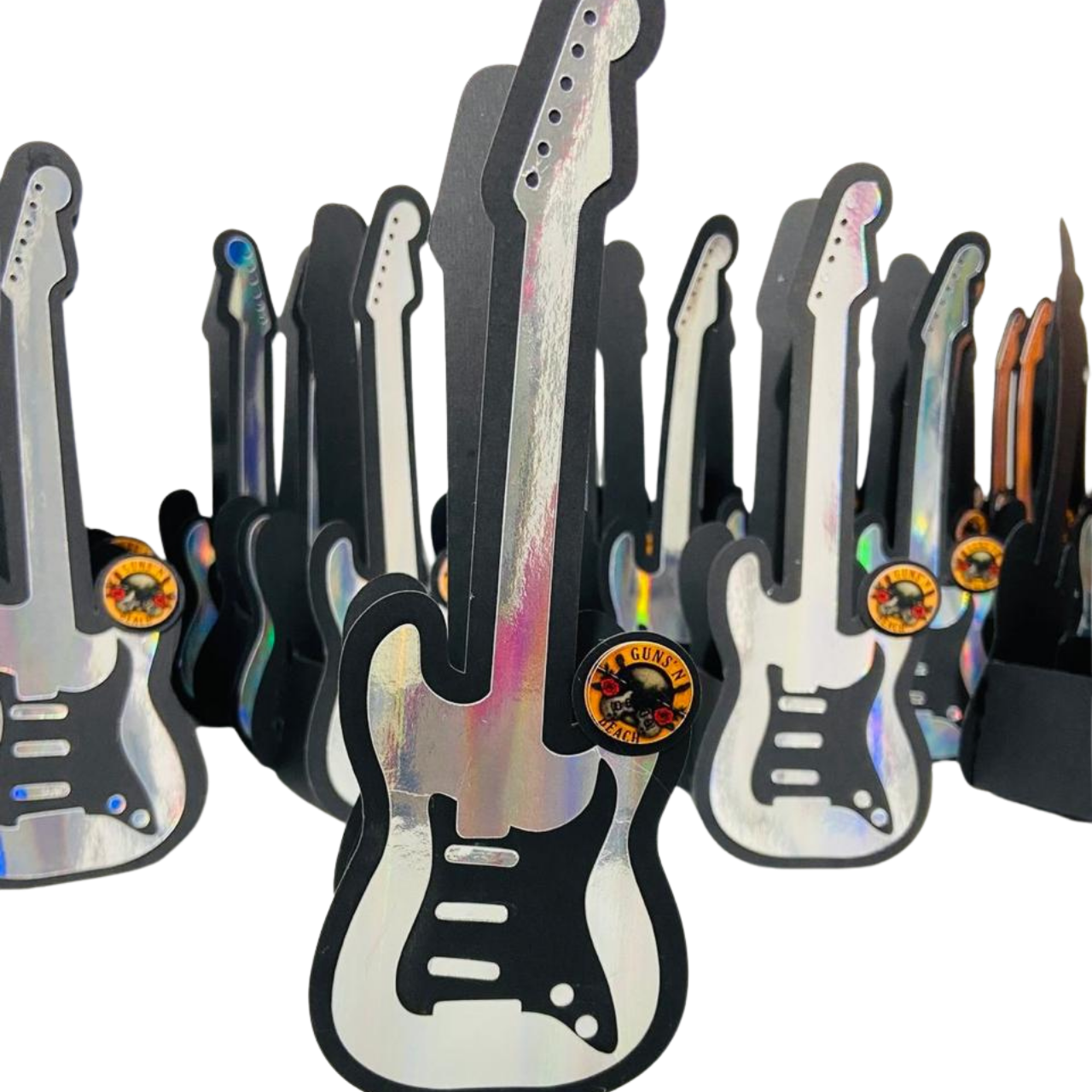 10 Caixa Guitarra Rock 3D Holográfica - Lembrancinha Festa Rock n' Roll