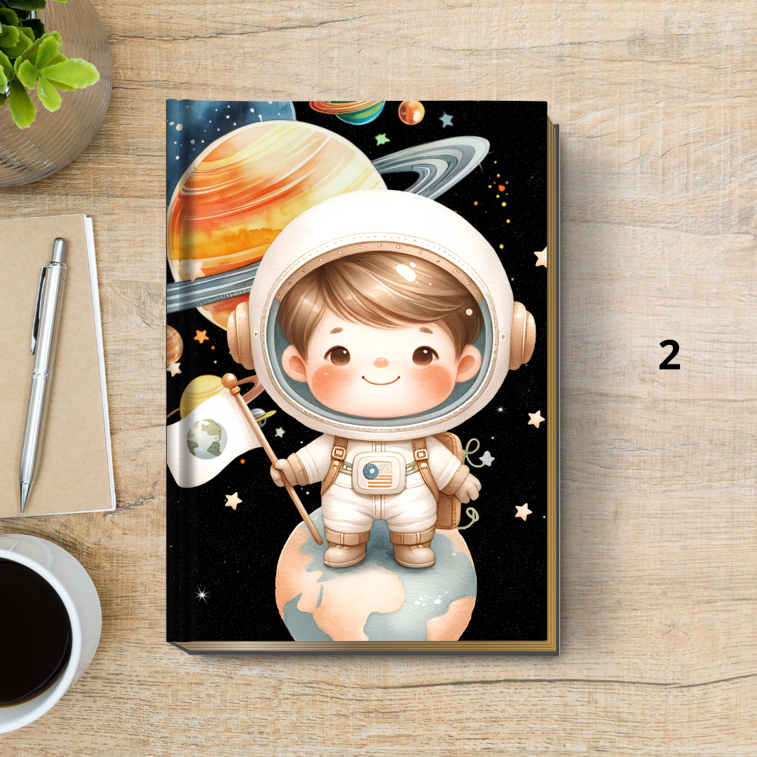 ? Caderneta de Vacinação Luxo Astronauta | Capa Dura Formato Livro (Brochura) Personalizada