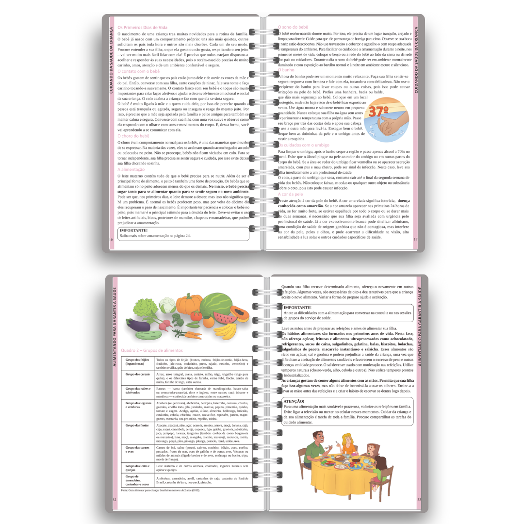 Caderneta de Vacinação Personalizada | Tema Ursinho Aviador (Encadernação Wire-o)