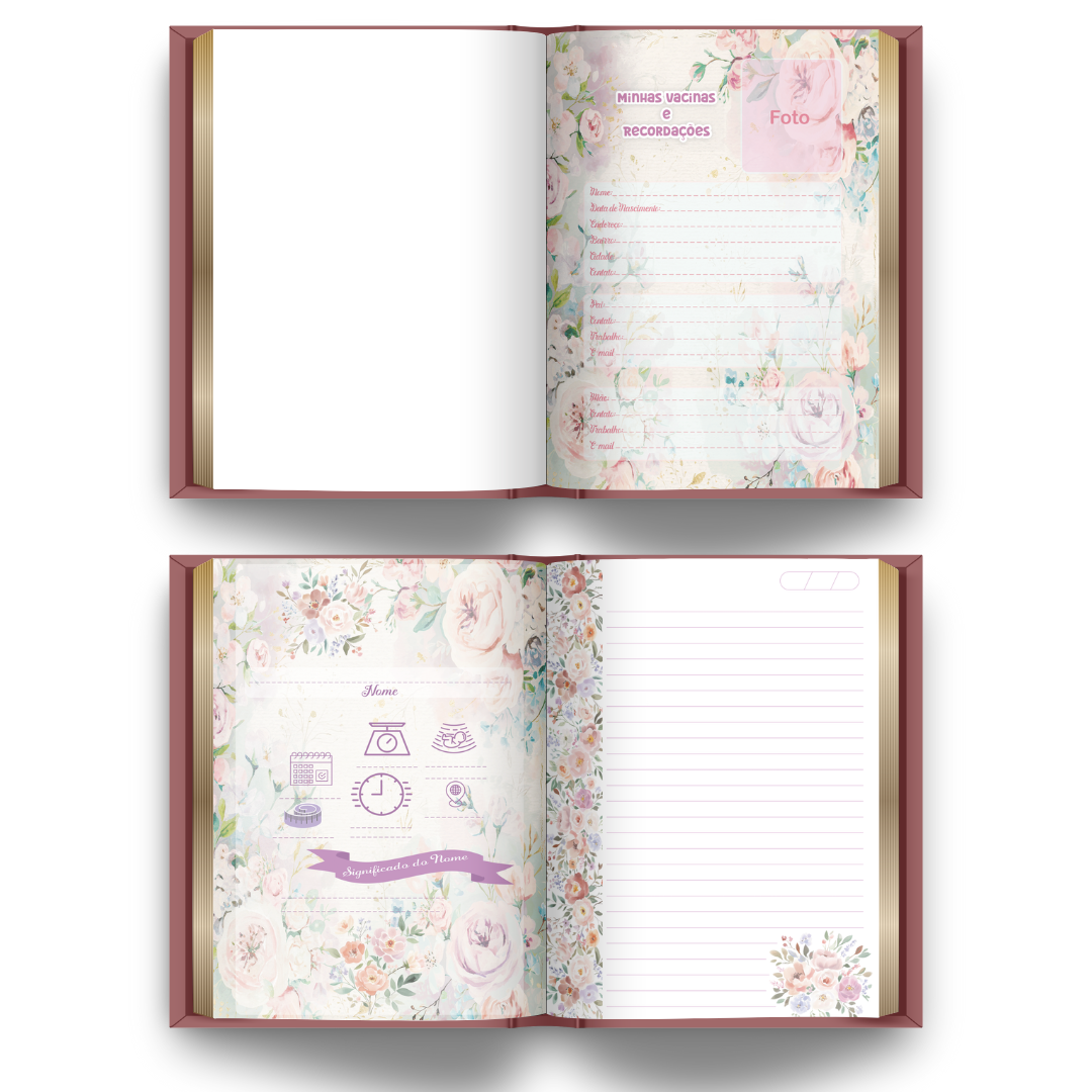 Caderneta de Vacinação Brochura (Tipo Livro) | Coleção "Mini Floral 2: Jardim das Borboletas" (3 Opções de Capa)