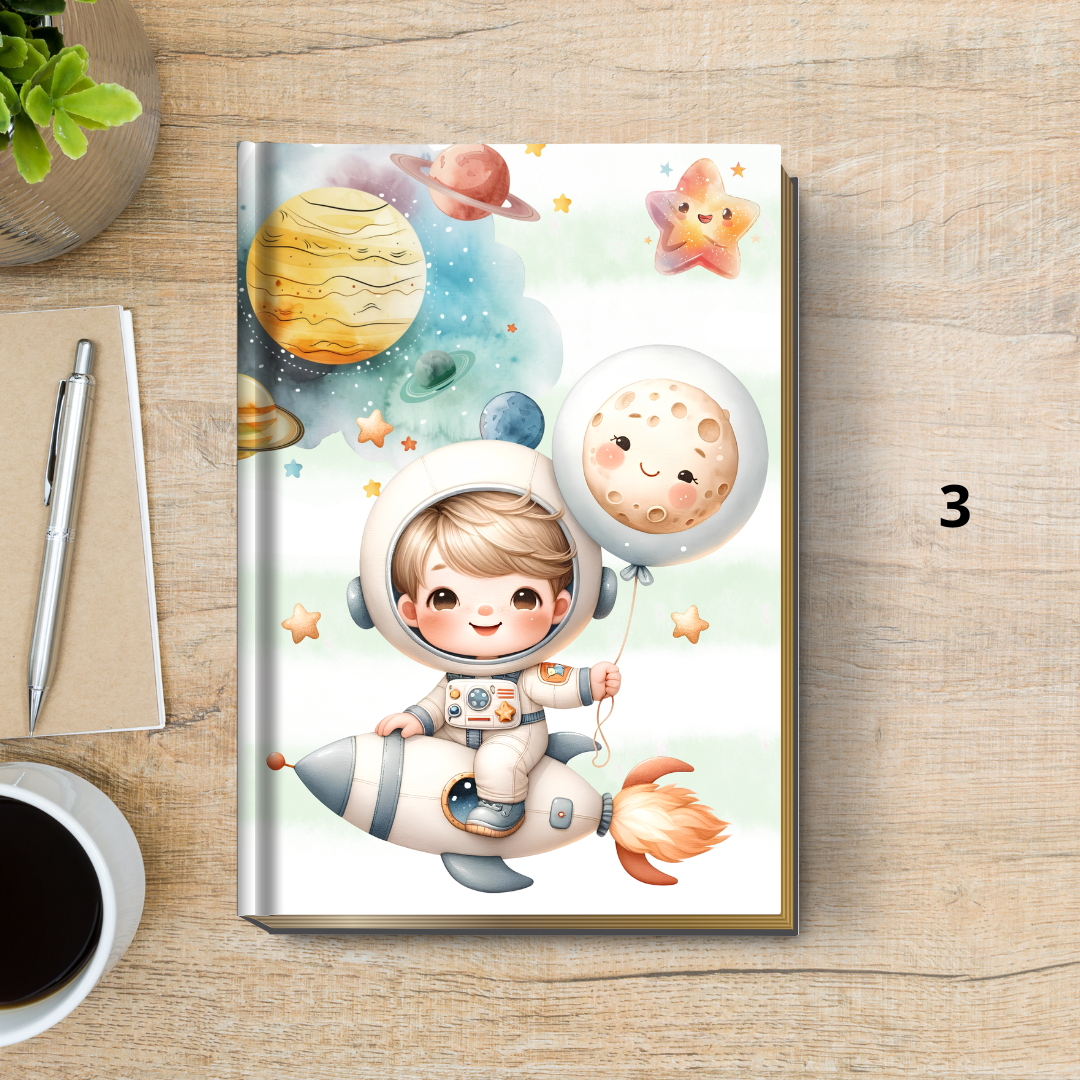 ? Caderneta de Vacinação Luxo Astronauta | Capa Dura Formato Livro (Brochura) Personalizada