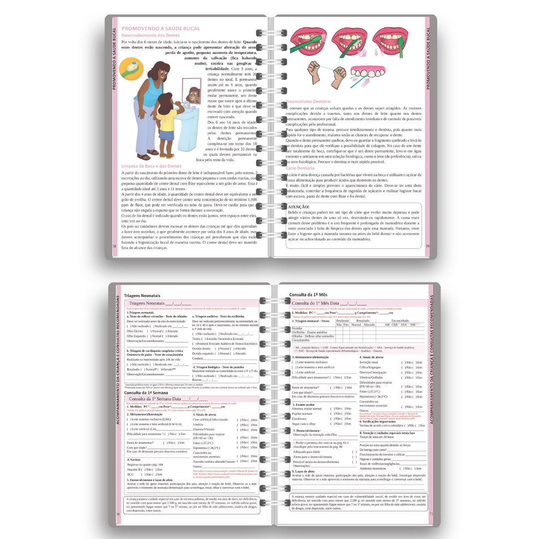 Caderneta de Vacinação Personalizada | Tema Ursinho Aviador (Encadernação Wire-o)