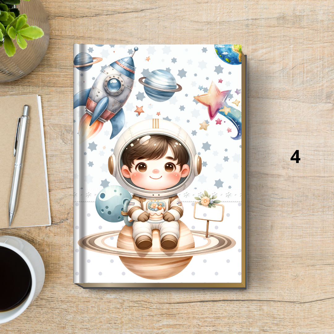 ? Caderneta de Vacinação Luxo Astronauta | Capa Dura Formato Livro (Brochura) Personalizada