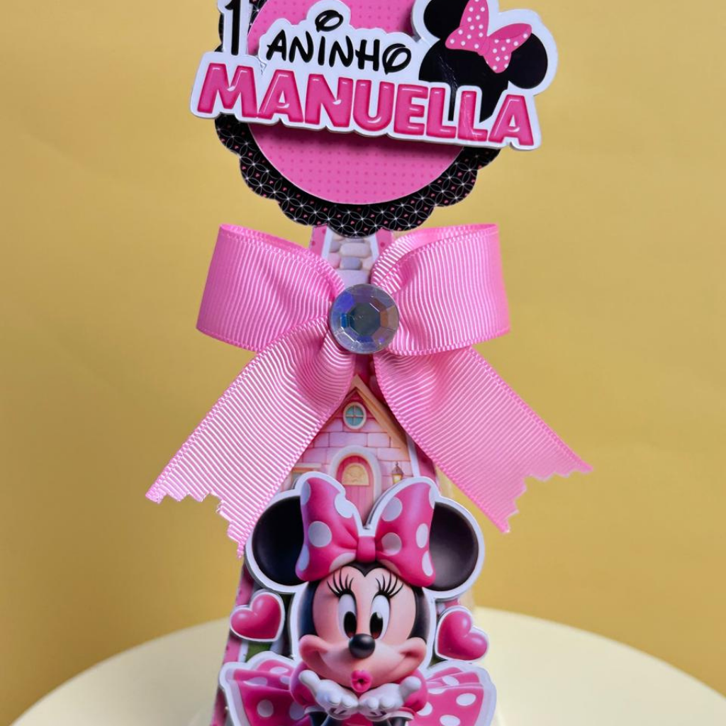 Kit festa Personalizada Minne Rosa - Pegue e Monte - já vai montado é só encaixar o fundo)