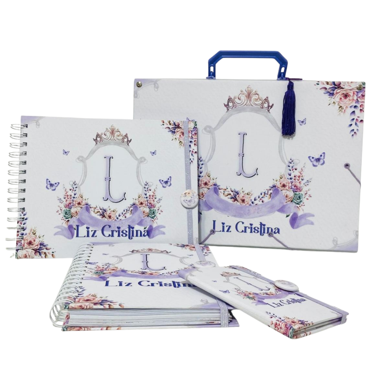 Kit Maternidade Completo Personalizado - Monograma Lilás Floral