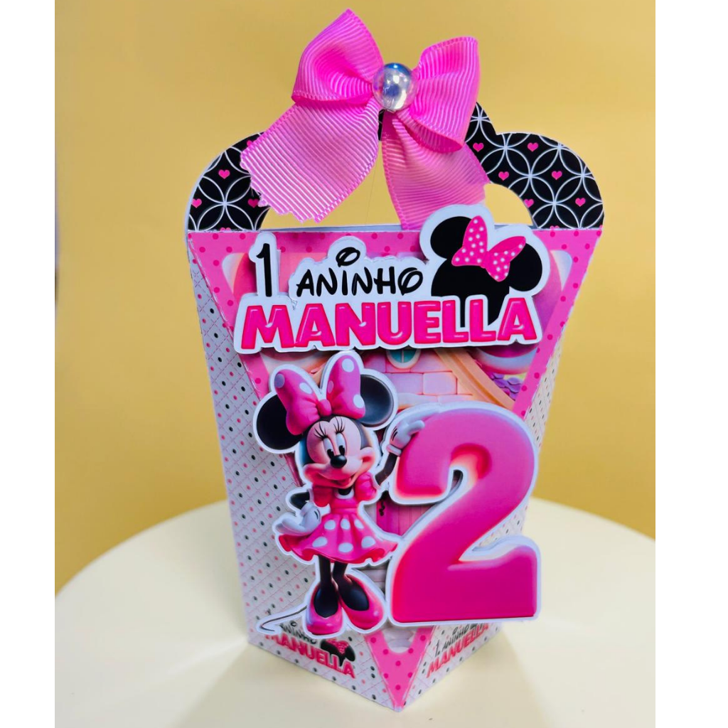 Kit festa Personalizada Minne Rosa - Pegue e Monte - já vai montado é só encaixar o fundo)