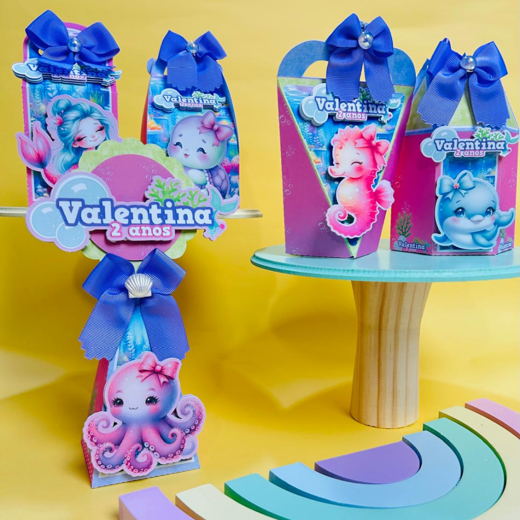 Kit festa Personalizada Fundo do Mar Menina - Pegue e Monte - já vai montado é só encaixar o fundo)