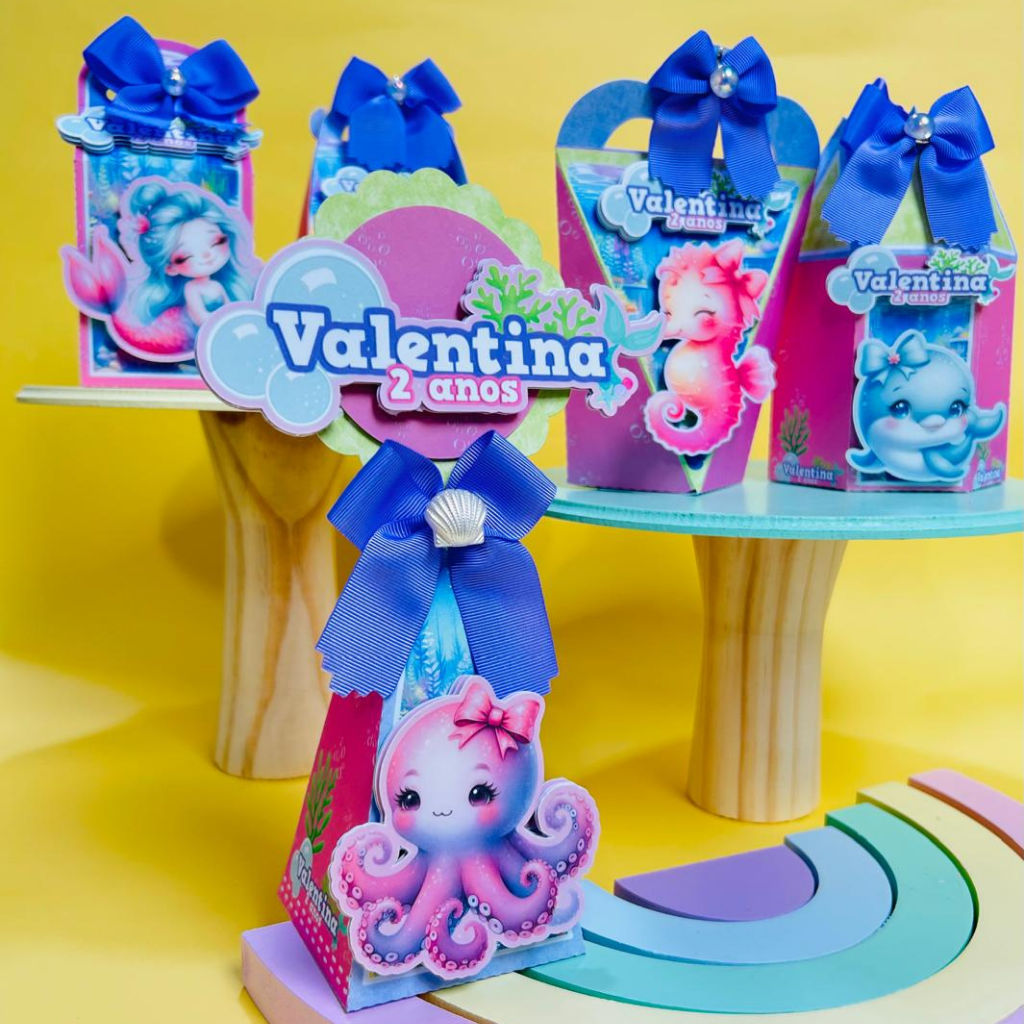 Kit festa Personalizada Fundo do Mar Menina - Pegue e Monte - já vai montado é só encaixar o fundo)