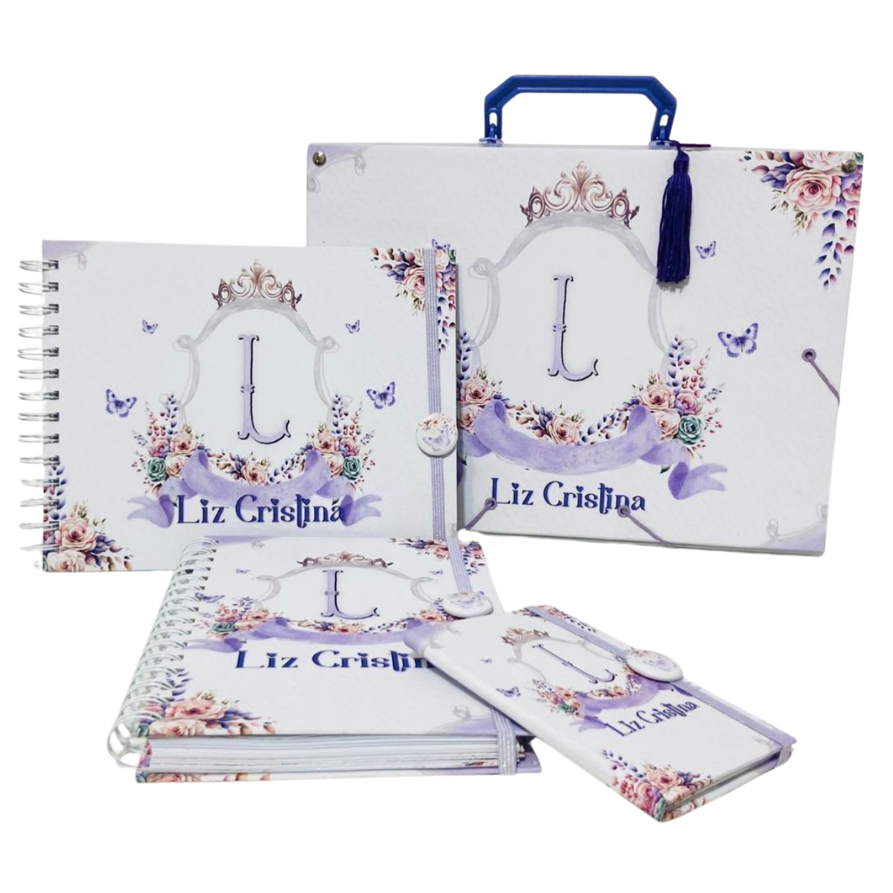 Kit Maternidade Completo Personalizado - Monograma Lilás Floral