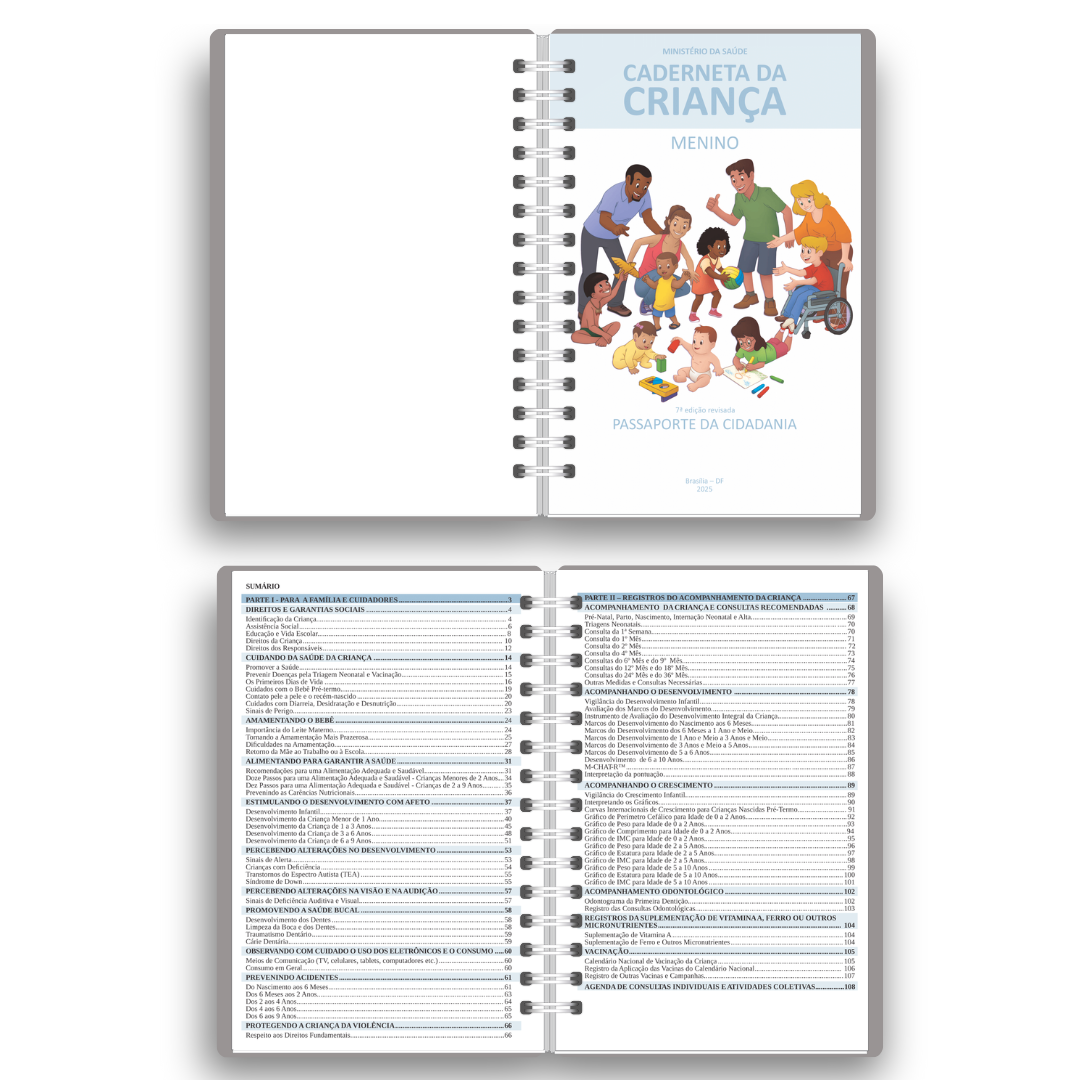 Caderneta de Vacinação Personalizada | Tema Ursinho Aviador (Encadernação Wire-o)