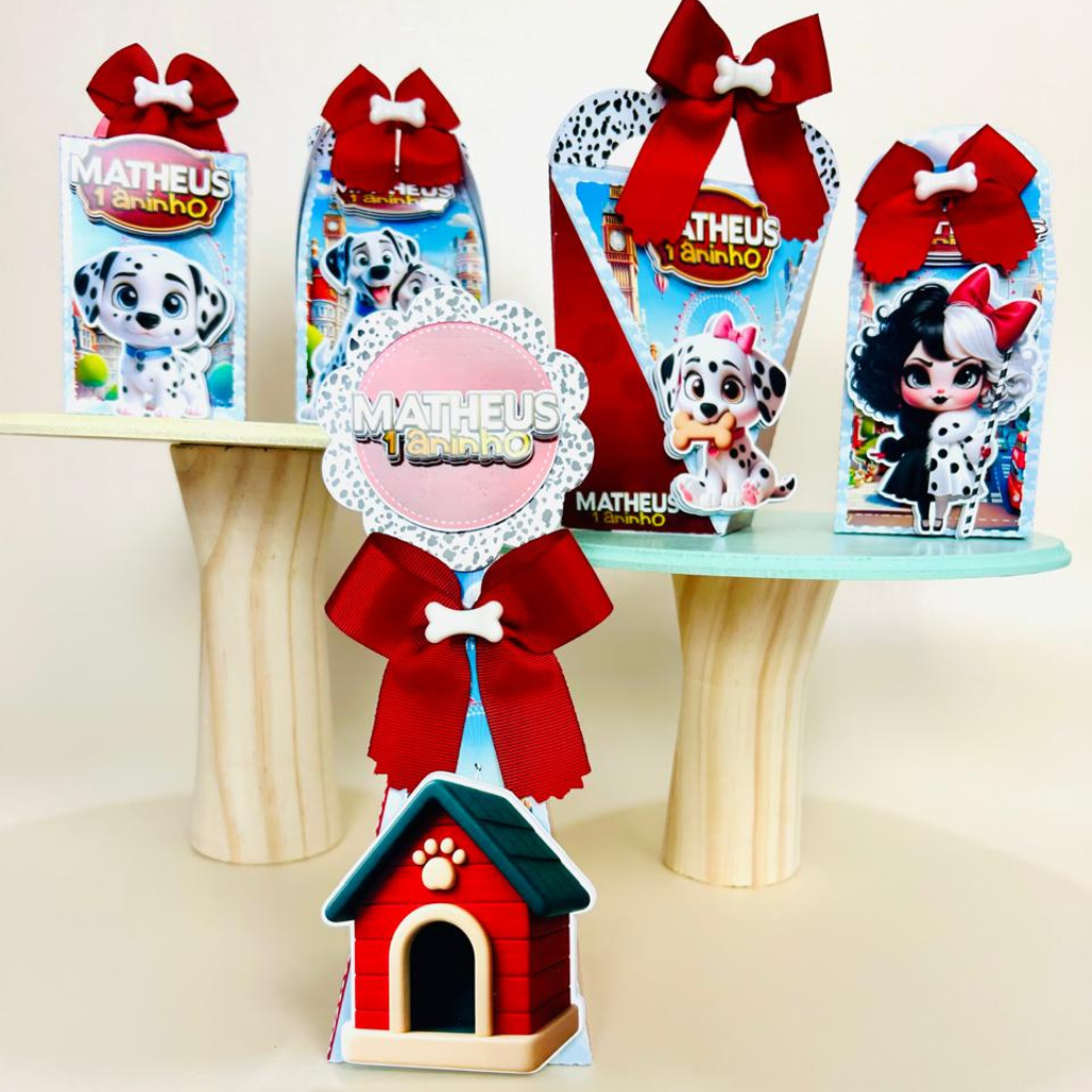 Kit festa Personalizada 101 Dálmatas - Pegue e Monte - já vai montado é só encaixar o fundo