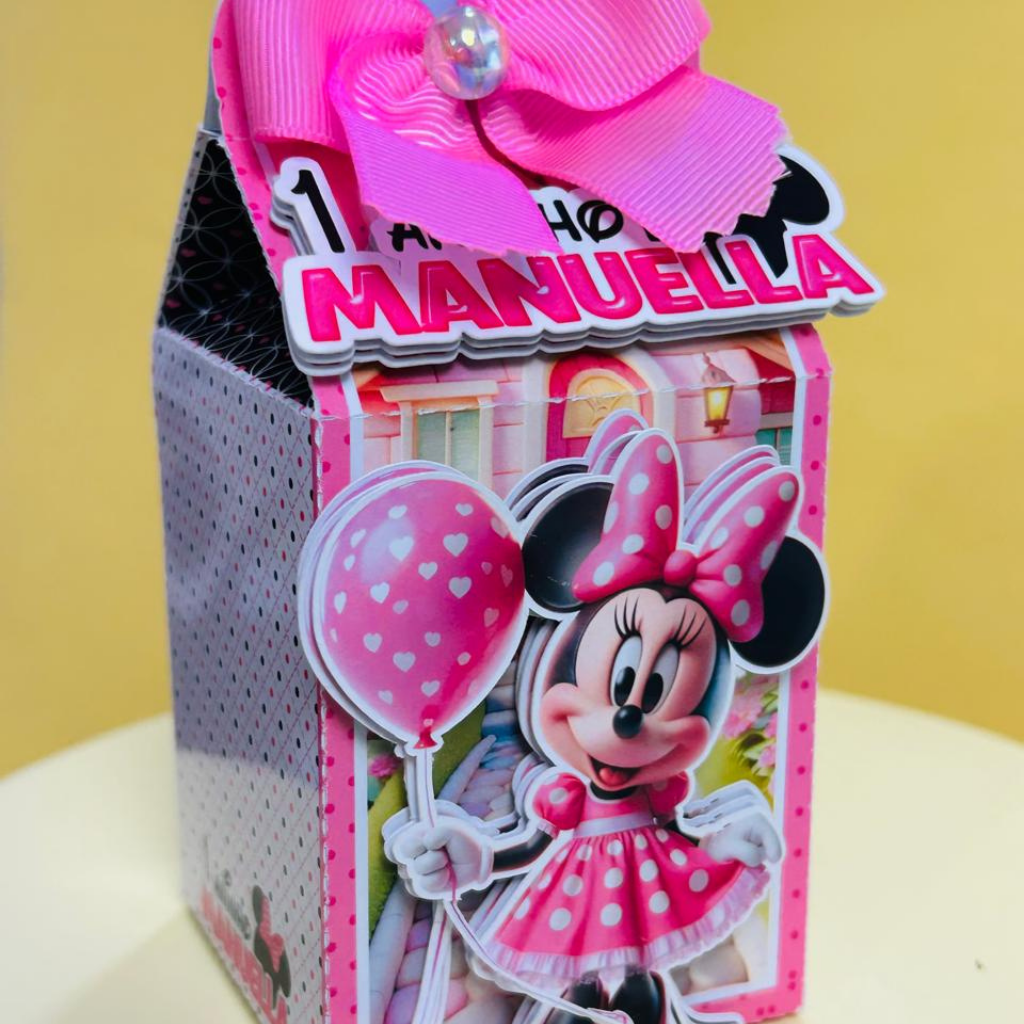 Kit festa Personalizada Minne Rosa - Pegue e Monte - já vai montado é só encaixar o fundo)