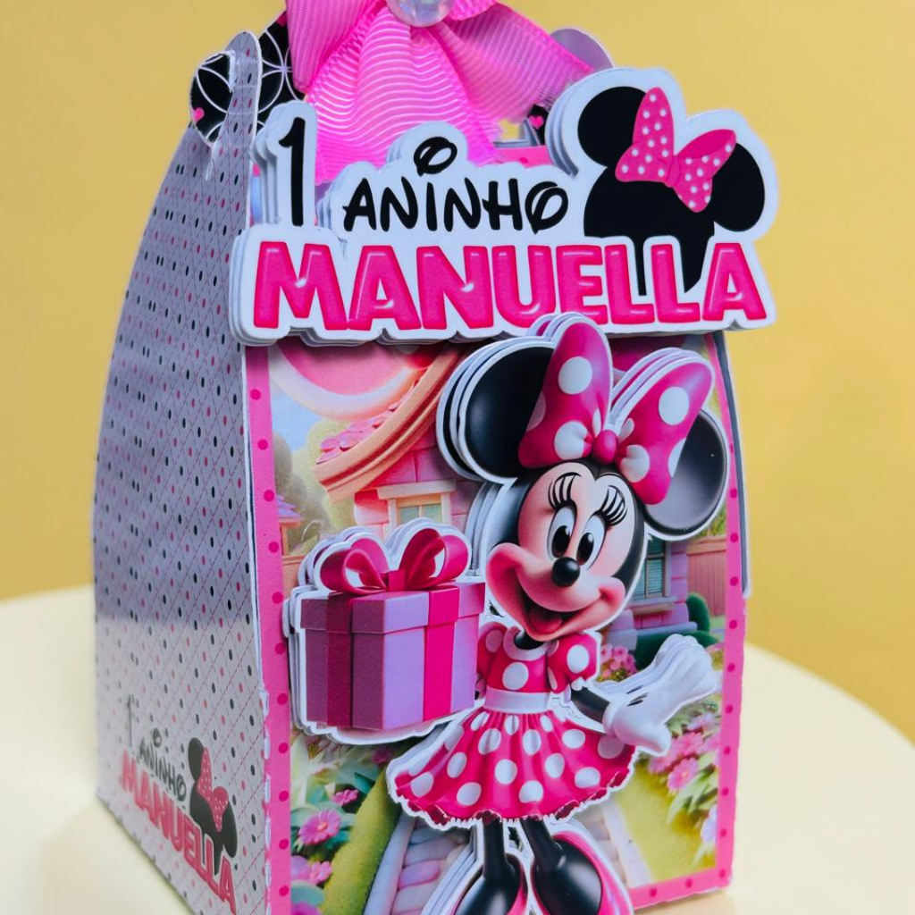 Kit festa Personalizada Minne Rosa - Pegue e Monte - já vai montado é só encaixar o fundo)