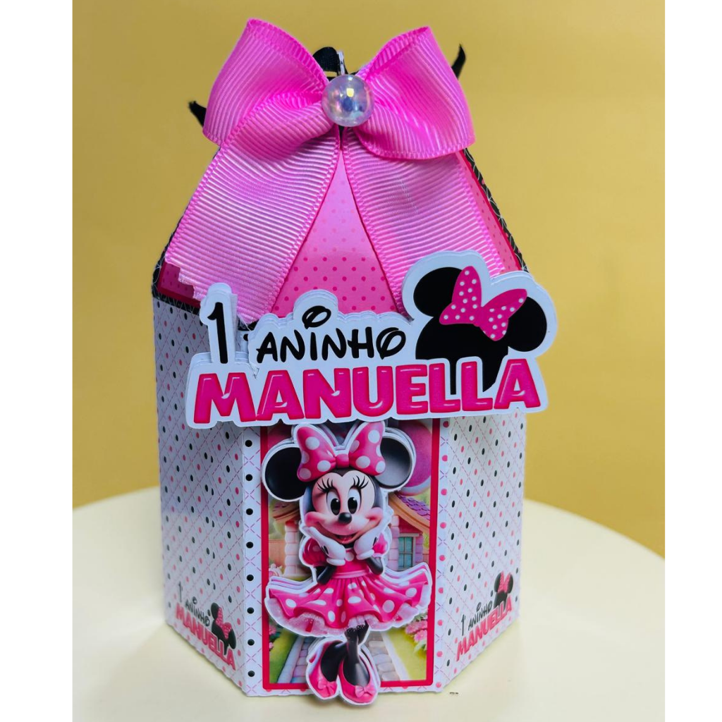 Kit festa Personalizada Minne Rosa - Pegue e Monte - já vai montado é só encaixar o fundo)