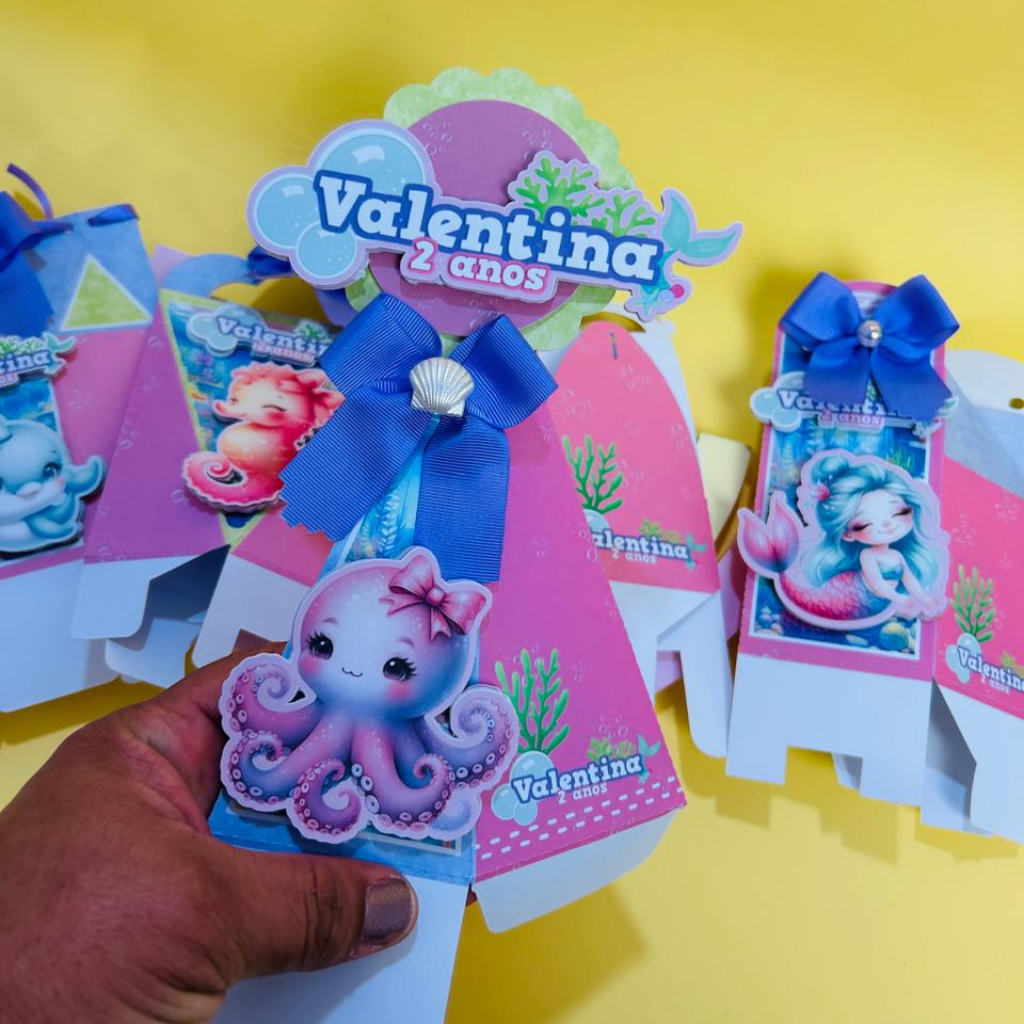 Kit festa Personalizada Fundo do Mar Menina - Pegue e Monte - já vai montado é só encaixar o fundo)